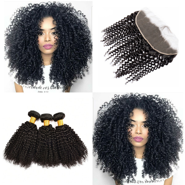 Kinky Curly Remy Hair Bundles With Closure Wholesale Kinky Curly Virgin Human Hair Bundles With 13x4 Closure 