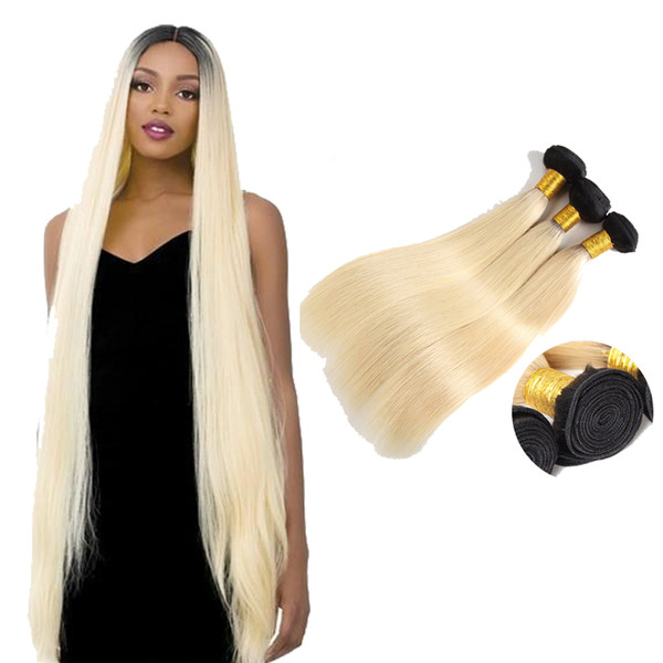 1B 613 Honey Blonde Straight Human Hair Bundles Double Weft Ombre 1B 613 Blonde Straight Remy Human Hair Bundles 