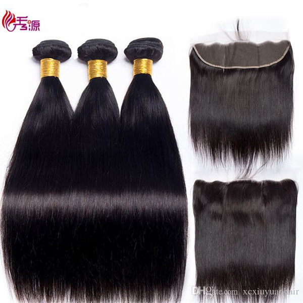 Straight Human Hair Bundles With Closure Cuticle Aligned 100 Unprocessed Brazilian Virgin Remy Human Hair Bundles With 13x4 Closure