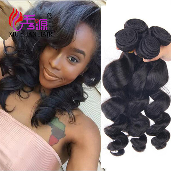 Xiuyuanhair Natural Color Brazilian Loose Wave Virgin Human Hair Bundles Loose Wave Unprocessed Virgin Human Hair Extensions