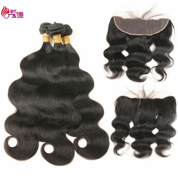 Bundles With Closure Grade Virgin Hair Body Wave Raw Virgin Indian Hair Remy Human Hair Bundles With 13x4 Lace Closure