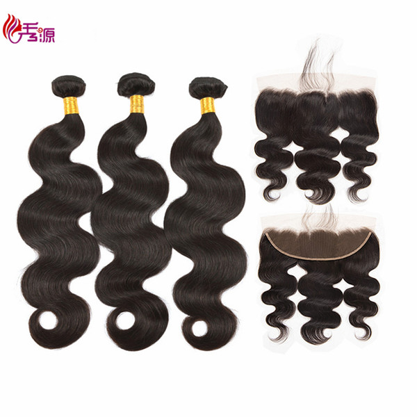 Brazilian Virgin Hair Bundles With Closure Xiuyuan Cheap Brazilian Body Wave Virgin Remy Human Hair Bundles With 13x4 Lace Closure