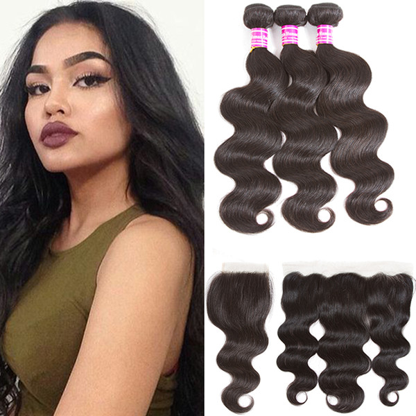 Raw Indian Human Virgin Hair Body Wave Bundles With Lace Closure Or Frontal Cheap Brazilian Human Hair Extensions Hot sale