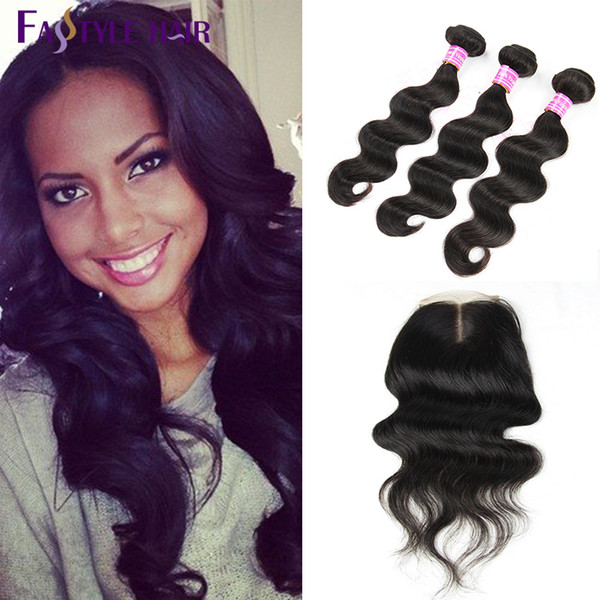 Malaysian Body Wave 3 Extension Bundles With Lace Closure UNPROCESSED Brazilian Peruvian Indian Virgin Human Hair Wefts 