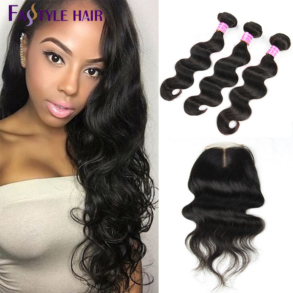 Hotcake Peruvian Body Wave 3 Extension Bundles With Lace Closure UNPROCESSED Brazilian Malaysian Indian Virgin Human Hair Wefts Top Quality