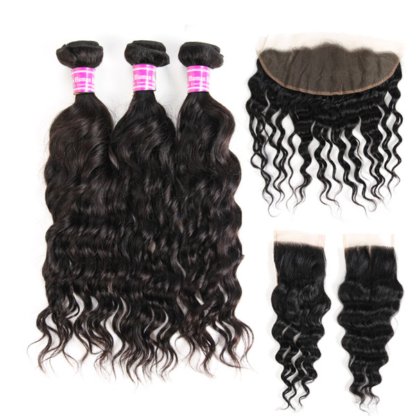 Wholesale Brazilian Virgin Human Hair Wet Wavy Bundles With Closure Water Wave Bundles With Lace Frontal Unprocessed Remy Human Hair Weave