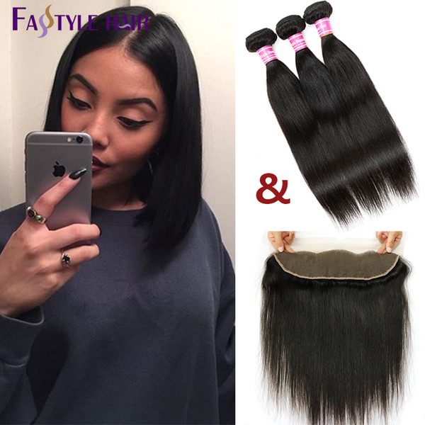 Indian Straight Hair Weave 3 Bundles with 13