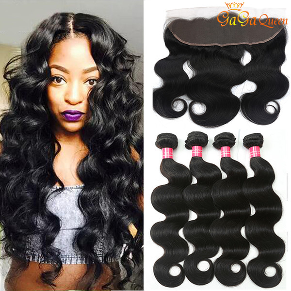 4x13 Lace Frontal With 3 Bundles Body Wave Brazilian Body Wave Human Hair Extensions With Ear to Ear Lace Frontal Closure Brazilian Hair