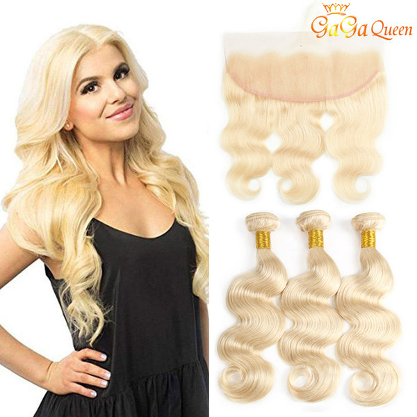 613 Body Wave Hair Bundles With 4x13 frontal closure Blonde Human Hair Body Wave With Lace Frontal Gagaqueen Hair