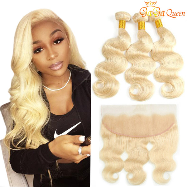 613 Brazilian Body Wave Hair With 4x13 frontal closure 3 bundles Blonde Human Hair Extensions With Lace Frontal Body Wave