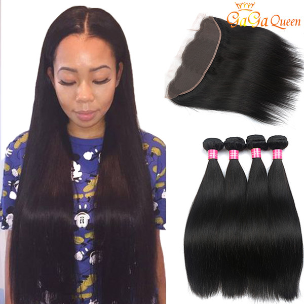 4x13 Ear to Ear Lace Frontal With Hair Bundles Brazilian Straight Hair With Frontal Closure Human Hair Extensions