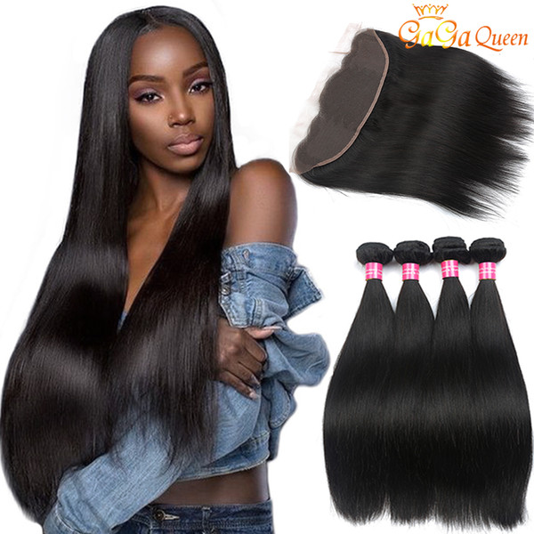 Brazilian Straight Hair With 4x13 Frontal Ear to Ear Frontal Closure With Straight Hair Brazilian Human Hair Weave Bundles