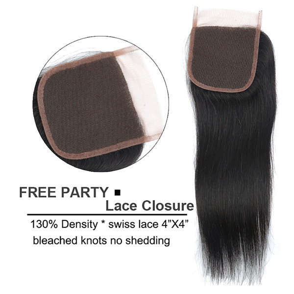 4 or 5 PCS Straight Hair Closure Unprocessed Brazilian Virgin Hair Straight Human Hair 4X4 Lace Closure