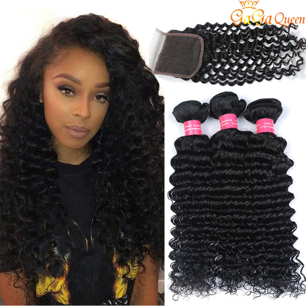 Peruvian Deep Wave Hair Bundles With Closure Deep Wave Closure With human Hair Bundles Peruvian Deep Wave Hair Bundles