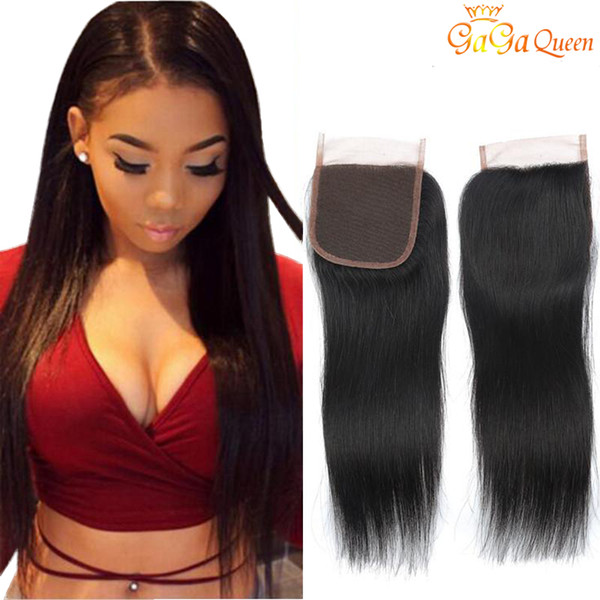 Brazilian Straight Hair Closures 1pc 4x4 Lace Closures Human Hair Weave Natural Color Brazilian Hair Weaves Hot selling