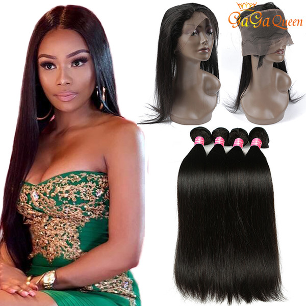 Brazilian Straight 360 Lace Frontal With 3 Bundles Brazilian Straight Hair Bundles With 360 Frontal Closure Brazilian Human Hair Extensions