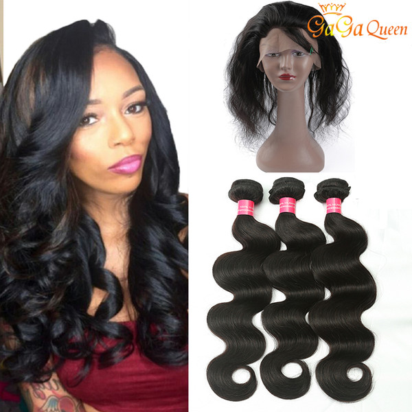 360 Lace Closure With Hair Bundles Unprocessed Brazilian Body Wave Human Hair with Frontal Closure Brazilian Peruvian Hair Weave Bundles