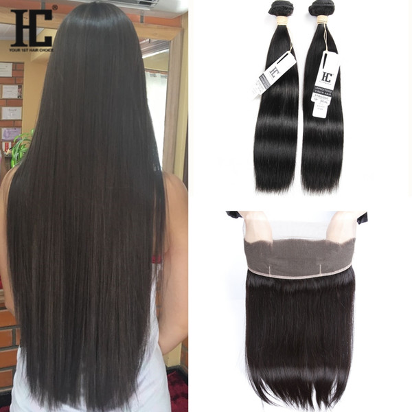 HC Hair Straight Brazilian Human Hair Products With 360 Lace Frontal closure 2Pcs Brazilian Virgin Hair Bundles with 360 Lace Frontal 22*4*2