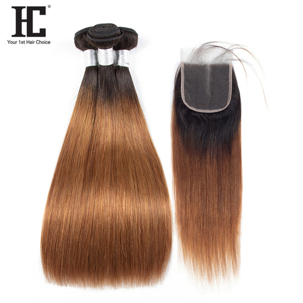 HC Pre-Colored Ombre Malaysian StraightHair Bundles 100% Human Hair Remy 3 Piece 1B/30 Color Extensions Double Weft