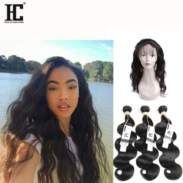 HC Hair 360 Lace Frontal With Bundle Brazilian Body Wave Virgin 100% Unprocessed Hair 3 Bundles With 360 Lace Frontal Closure