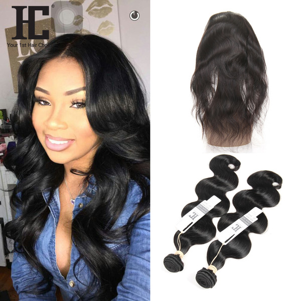 HC Hair 360 Lace Frontal with Bundles Brazilian Human Hair 2 Bundles with Frontal Closure Brazilian Body Wave Virgin Hair