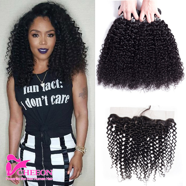 Mongolian Kinky Curly Hair With Closure Full Lace Frontal 4 Bundles With Frontal Closure 8a Hair Bundles With Lace Frontals Hair Products