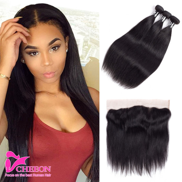 Peruvian Hair Bundles With Closure Straight Hair With Frontal Lace Frontal With Bundles Ear To Ear Lace Frontal Closure And 3 Bundles