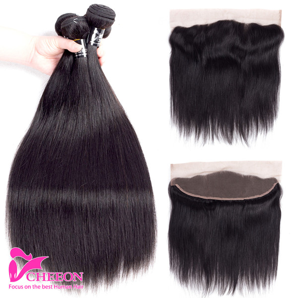 New Arrival Brazilian Straight Virgin Human Hair 3 Bundles with Lace Frontal Closure Free Part Hair Straight Bundles with Weaves Closure