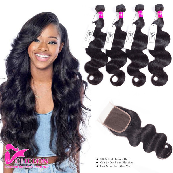 Brazilian Body wave Human Hair Bundles With Closure Brazilian Human Hair With Lace Closure Unprocessed Body wave Hair Weaves With Closure