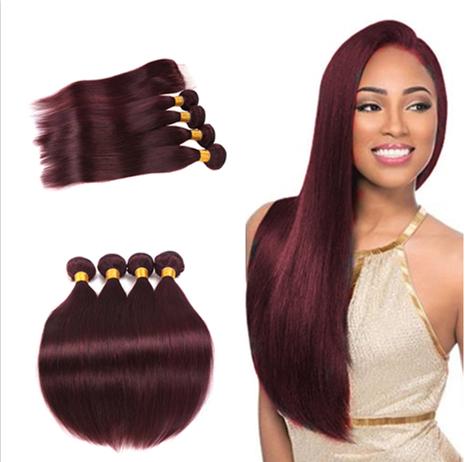 9A Grade Burgundy Human Hair 5Pcs Lot 99J Brazilian Silky Straight Hair 4 Bundles With Lace Closure Brazilian Human Haiir Weave