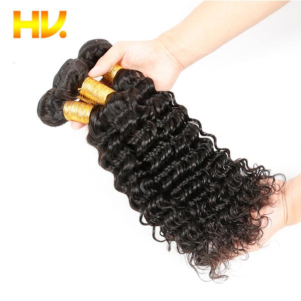 indian Hair Weave Bundles With Closure Human Hair Bundles With Closure Deep Wave Bundles With Closure non Remy Hair Extension