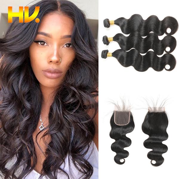 indian Body Wave Bundles With Closure 4*4 Lace Closure indian Hair Weave Bundles With Closure Human non Remy Hair