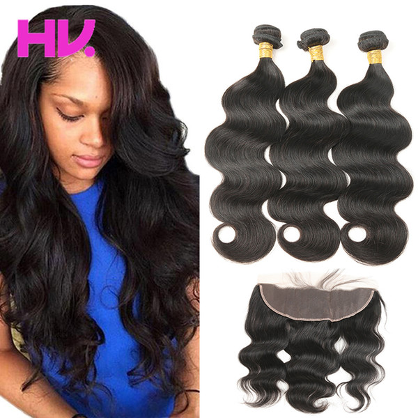 Hair 13x4 Lace Frontal Closure With Bundles Brazilian Body Wave Human Hair Bundles With Lace Closure virgin remy hair