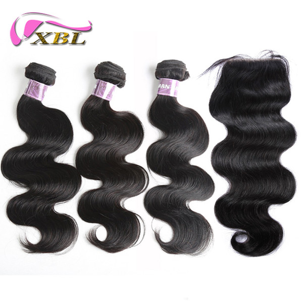 xblhair wholesale price body wave bundles and lace closure human hair extensions remy human hair bundles