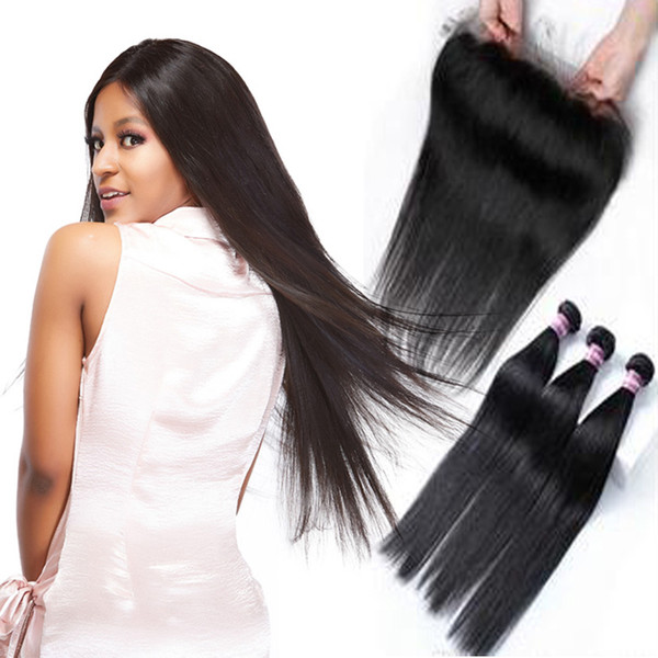 Unprocessed Brazilian Body Wave Virgin Human Hair 3 Bundles with Frontal Body Wave Straight Remy Hair Extensions and Frontal