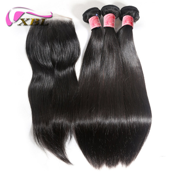 XBL Silky Straight Human Hair Extensions Malaysian Virgin Hair Straight Hair Within Closure (Top Lace 4*4)