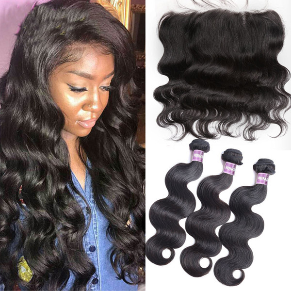 Brazilian Human Hair Bundles With Frontal Brazilian Body Wave Virgin Hair With Lace Frontal Ear To Ear Lace Frontal Closure With Bundles