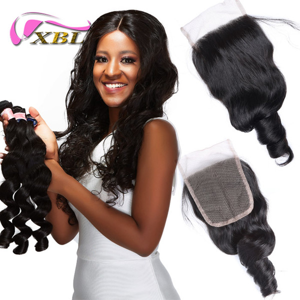 xblhair Virgin Human Hair Weaves With Closure 3 bundles loose wave human hair extenisons within one top lace closure