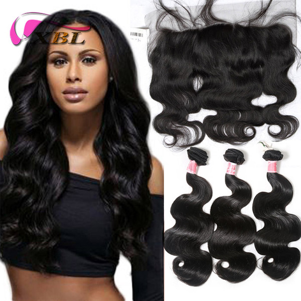 3 Bundles Body Wave Hair With Frontal Natural Black Brazilian Wet And Wavy Hair Bundles Cheap Hair Weaves Extensions For Wholesale Sale