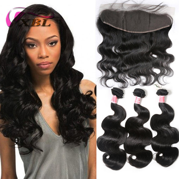 Brazilian Virgin Hair Body Wave Straight Hair Bundles with Closure Remy Human Hair Extensions 3 Wefts and 13x4 Lace Frontal Weaves Closure