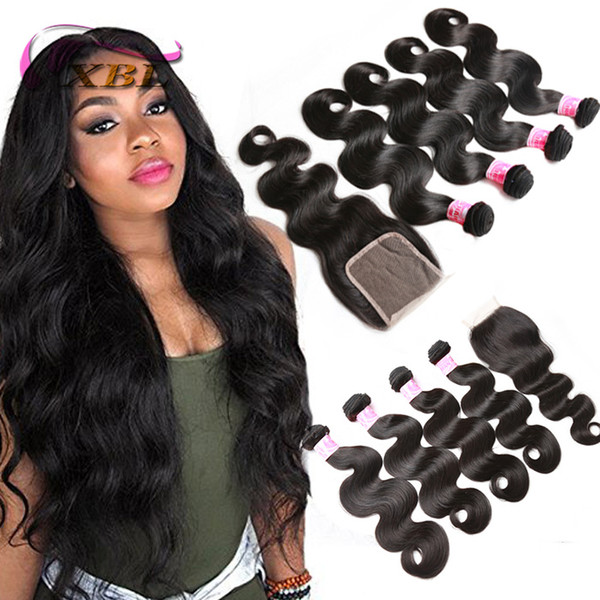 Cheap 8A Brazilian Body Wave With Closure Peruvian Wet and Wavy Hair 3 Bundles With Closure Malaysian Natrual Wave Human Hair Extensions