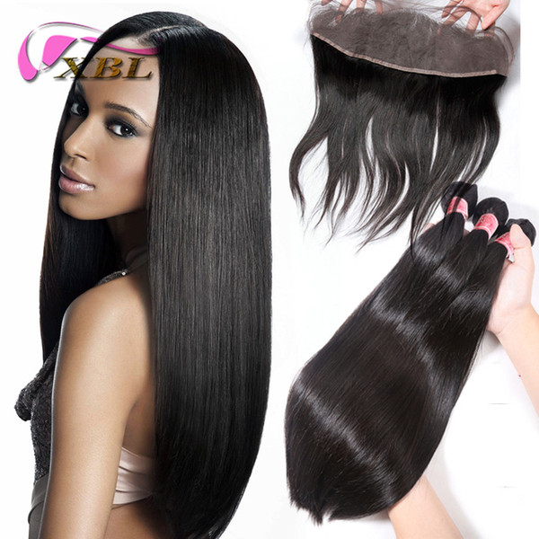 XBL Silky Straight Human Hair Extension Brazilian 3 Pieces Straight Virgin Hair Within One Lace Frontal