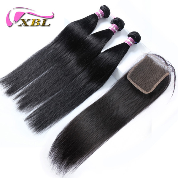 xblhair wholesale price human hair wefts with closure virgin human hair body wave and straight bundles and closure