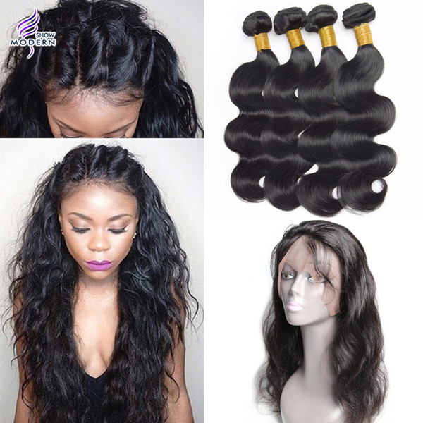 Brazilian Hair 4 Bundles with 360 Lace Frontal Clsoure Brazilian Body Wave Human Hair 360 Lace Frontal with Bundles Brazilian Virgin Hair