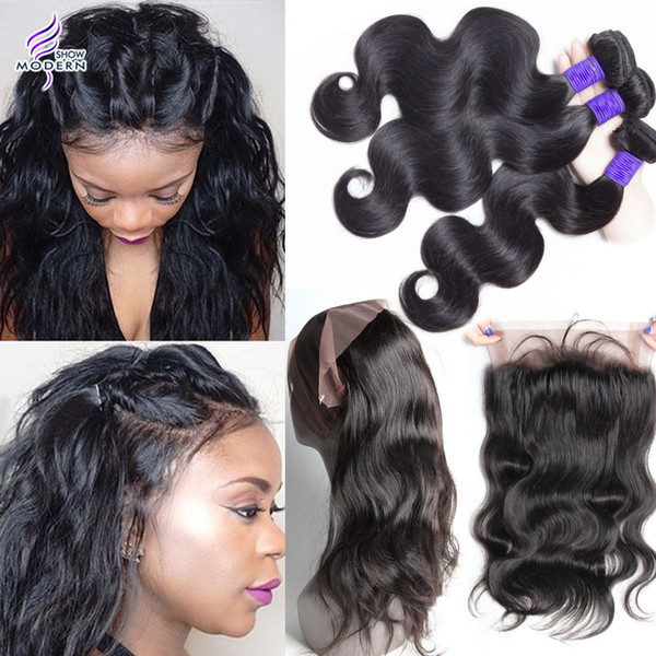 Peruvian Body Wave 360 Lace Frontal with Bundles Peruvian Hair Bundles with Frontal Closure Peruvian Virgin Hair 3 Bundles with 360 Frontal