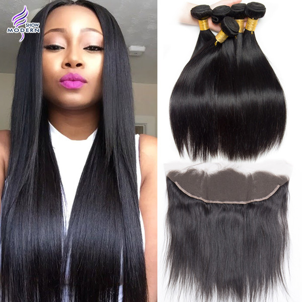 Brazilian Straight Lace Frontal with Bundles Brazilian Virgin Hair 3 Bundles with Frontal Closure Brazilian Human Hair Weave Bundles