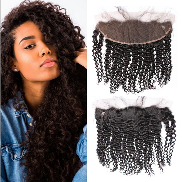 Brazilian Kinky Curly Lace Frontal Closure 13*4 Remy Hair Kinky Curly With Baby Hair Human Hair Closure