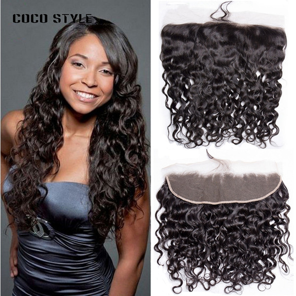 Brazilian Water Wave Lace Frontal 13X4 with Baby Hair Human Hair Natural Color Remy Hair 