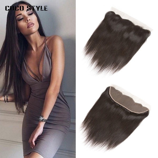 Peruvian Straight Hair Lace Frontal Closure 13x4 Free Part Ear To Ear Remy Human Hair Closure