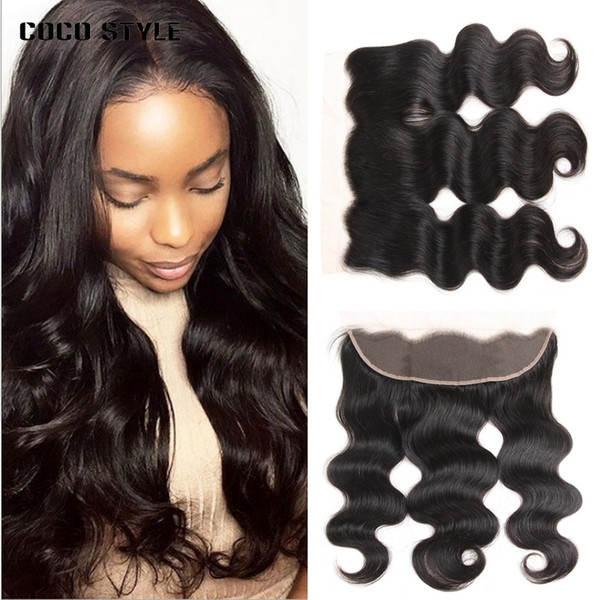 Brazilian Body Wave 100% Human Hair Lace Frontal 13X4 Free Part Natural Color Remy Hair Extensions